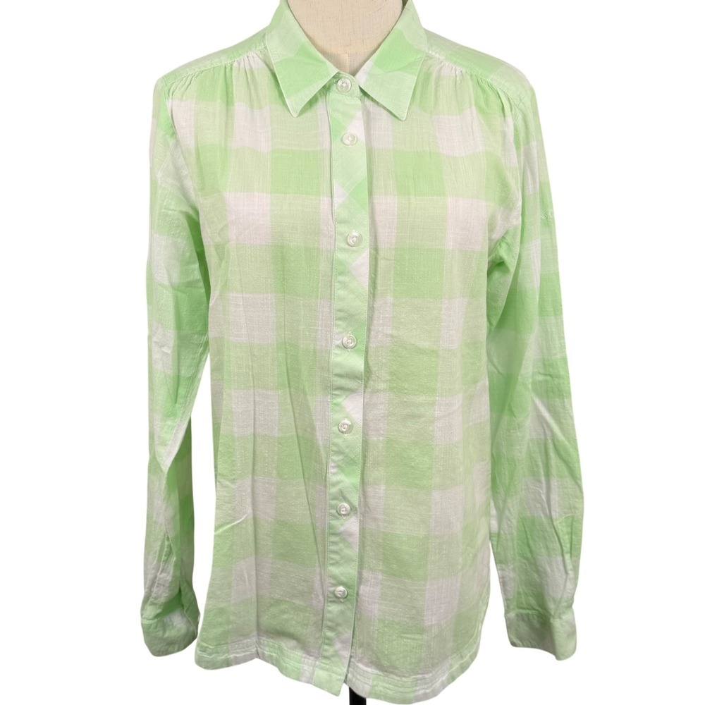 Columbia Camp Henry Womens Small LS Gingham Button Down Shirt Picnic Lightweight